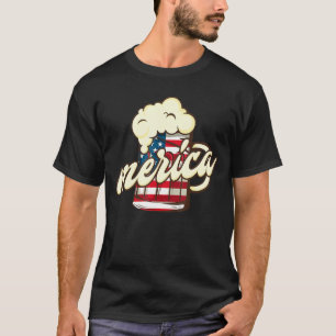 Merica Drinking Beer Proud American Flag 4th Of Ju T-Shirt