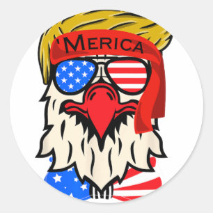 Merica Eagle 4th Of July Independence Day American Classic Round Sticker
