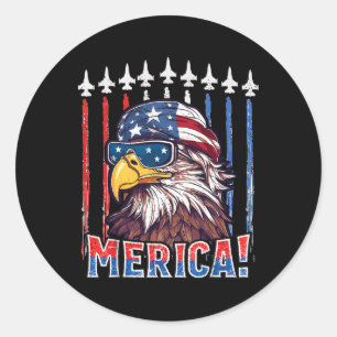 Merica Eagle 4th Of July Patriotic Freedom Eagle M Classic Round Sticker