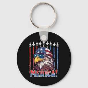 Merica Eagle 4th Of July Patriotic Freedom Eagle M Key Ring