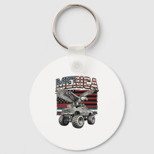 Merica Eagle Monster Truck Vintage Patriotic Key Ring