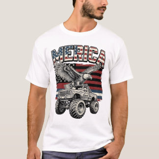 Merica Eagle Monster Truck Vintage Patriotic T-Shirt