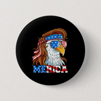 Merica Eagle Mullet 4th Of July American Flag Usa 6 Cm Round Badge