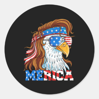 Merica Eagle Mullet 4th Of July American Flag Usa Classic Round Sticker