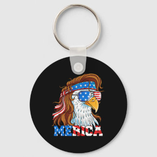 Merica Eagle Mullet 4th Of July American Flag Usa Key Ring