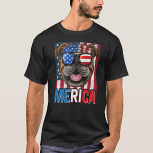 Merica English Bulldog Dog 4th Of July American F T-Shirt