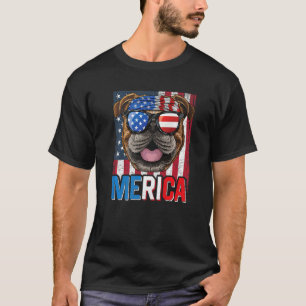 Merica English Bulldog Dog 4th Of July American F T-Shirt