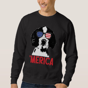 Merica Englisth Springer Spaniel American Flag 4th Sweatshirt