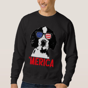 Merica Englisth Springer Spaniel American Flag 4th Sweatshirt