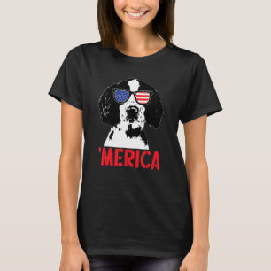 Merica Englisth Springer Spaniel American Flag 4th T-Shirt