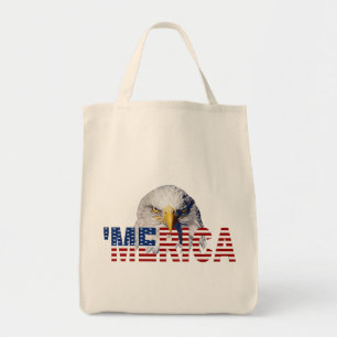 'MERICA Flag and Eagle Tote Bag