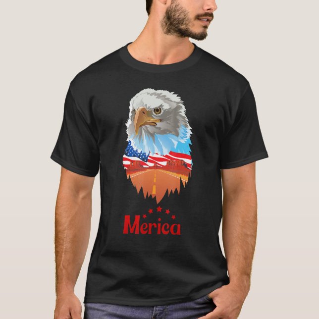 Merica Flag Eagle Glasses T-Shirt (Front)