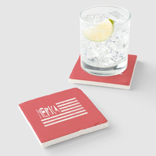 Merica Flag Stone Coaster (Side)