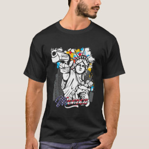 Merica Flag USA Statue Of Liberty Gun Money T-Shirt