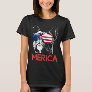 Merica French Bulldog American Flag 4th of July Fr T-Shirt