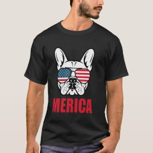 Merica French Bulldog American Flag 4th of July Fr T-Shirt