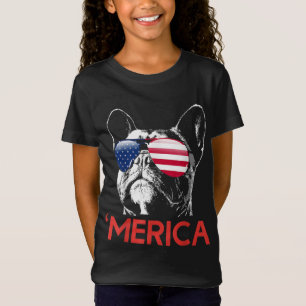 Merica French Bulldog American Flag 4th of July Fr T-Shirt