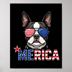 Merica french bulldog american flag 4th of july poster