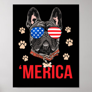 Merica French Bulldog American Flag Frenchie Poster