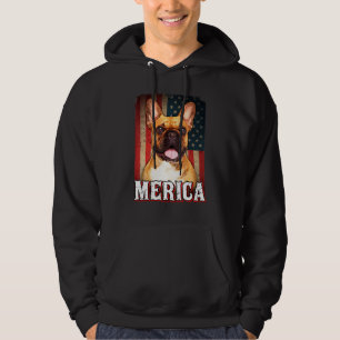 Merica French Bulldog Dog American Flag 4th Of Jul Hoodie