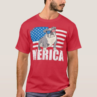 Merica French Bulldog Favourite Dog Breed US Flag  T-Shirt