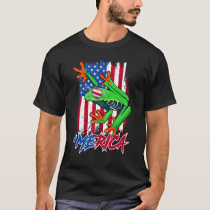 Merica Frog With American Flag Sunglasses 4th Of J T-Shirt