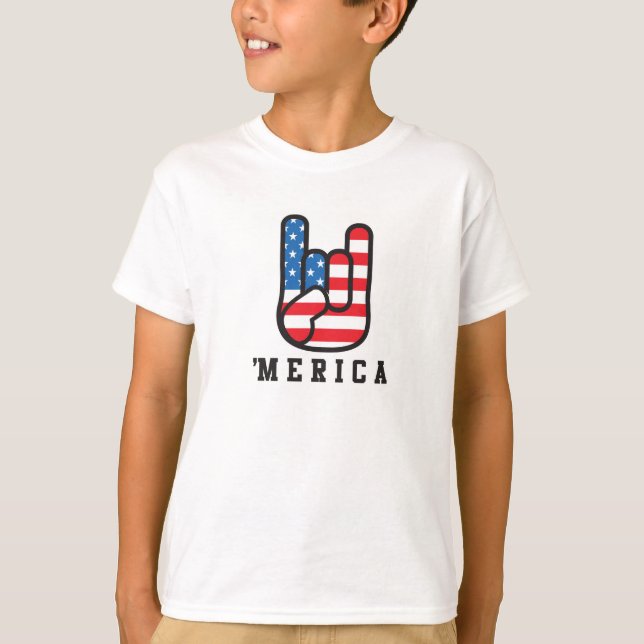 Merica Funny 4th of July Kids Shirt (Front)