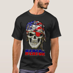 Merica - Funny Pirate US Flag Pride Proud American T-Shirt