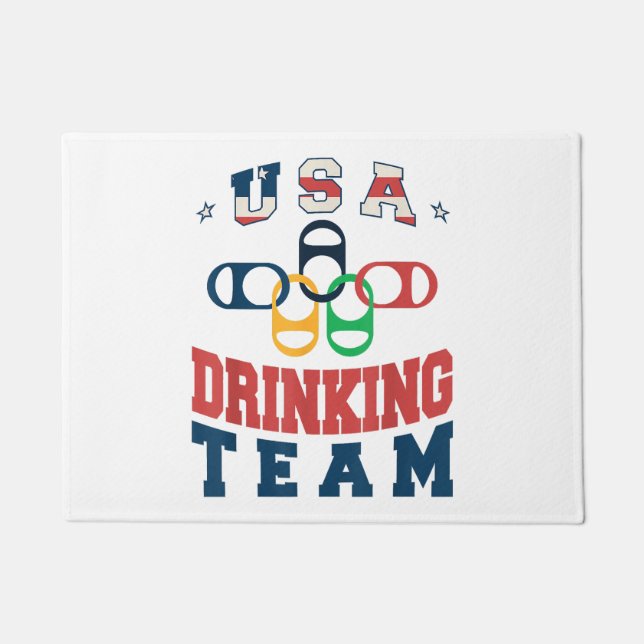 Merica Funny USA Drinking Team Patriotic USA Ameri Doormat (Front)