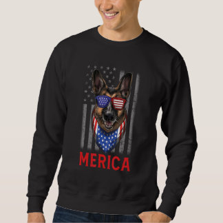 Merica German Shepherd Dog 4th Of July American Fl Sweatshirt