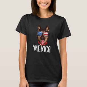 Merica German Shepherd Dog 4th Of July American Fl T-Shirt