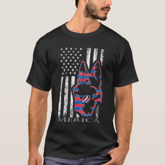 Merica German Shepherd Dog 4th Of July American Fl T-Shirt