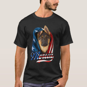 Merica German Shepherd Dog 4th Of July USA Flag Pa T-Shirt