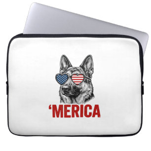 Merica German Shepherd Flag Sunglasses Shirt Desig Laptop Sleeve