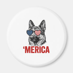 Merica German Shepherd Flag Sunglasses Shirt Desig Magnet