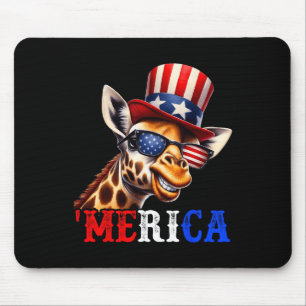 Merica Giraffe Patriotic 4th Of July Funny Kids Me Mouse Mat