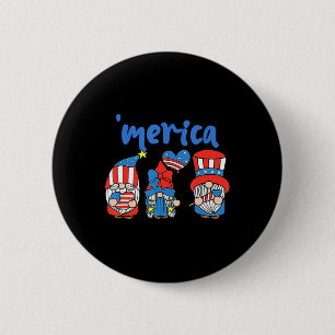 Merica Gnomes USA Flag Fireworks Memorial Day 4th 6 Cm Round Badge