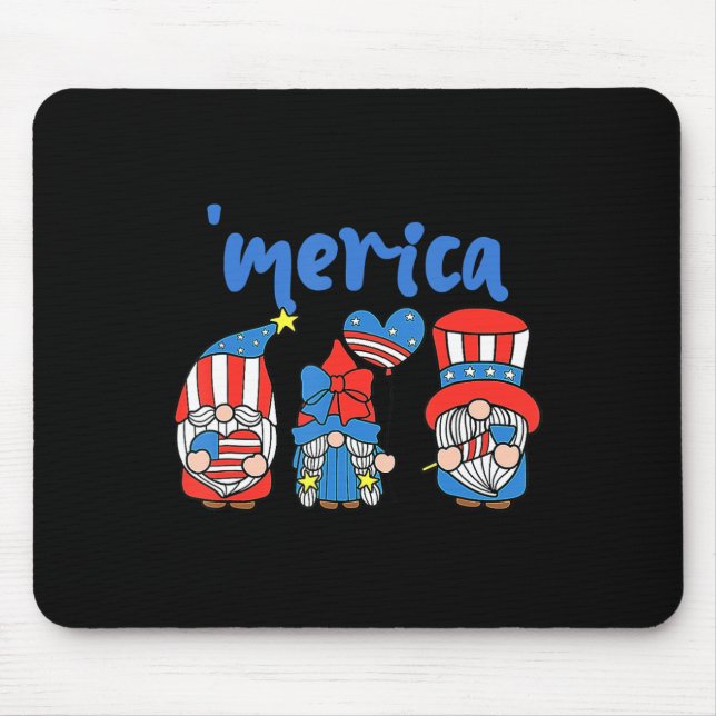 Merica Gnomes USA Flag Fireworks Memorial Day 4th  Mouse Mat (Front)