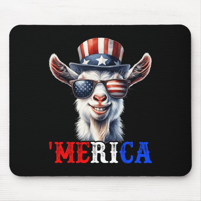 Merica Goat Patriotic 4th Of July Funny Kids Men W Mouse Mat (Front)