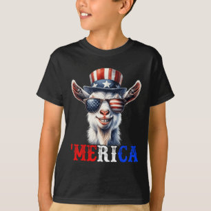 Merica Goat Patriotic 4th Of July Funny Kids Men W T-Shirt