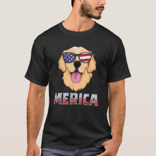Merica Golden Retriever T Shirt for Men America US