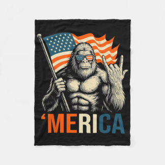 ‘merica Gorilla Flag Sungles Funny Patriotic  Fleece Blanket