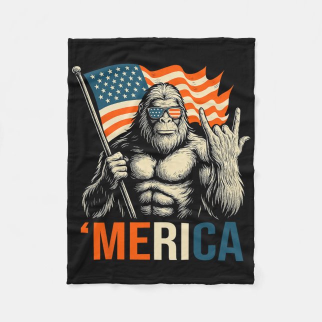 ‘merica Gorilla Flag Sungles Funny Patriotic  Fleece Blanket (Front)