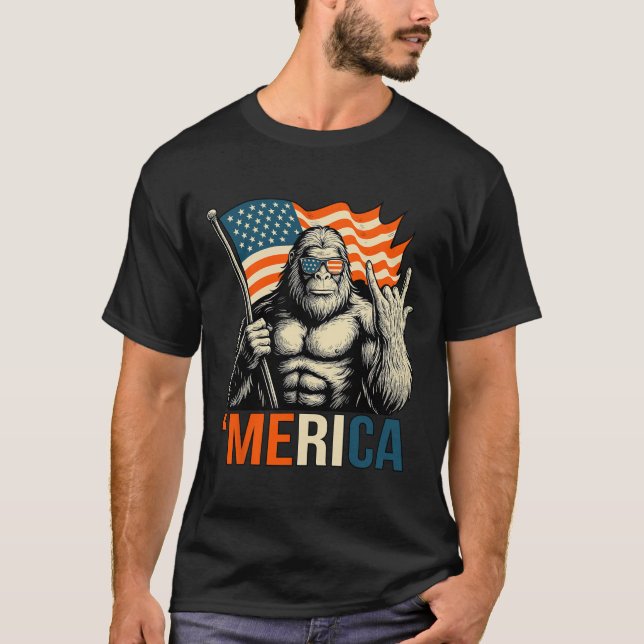‘merica Gorilla Flag Sungles Funny Patriotic  T-Shirt (Front)
