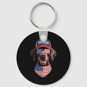 Merica Gsp Dog 4th Of July Us American Flag Usa Pa Key Ring