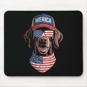 Merica Gsp Dog 4th Of July Us American Flag Usa Pa Mouse Mat
