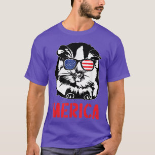 Merica Guinea pig American Flag 4th of July  T-Shirt
