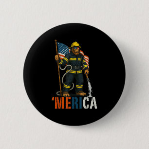 Merica Labour Day Firefighter Bigfoot Blue Collar 6 Cm Round Badge