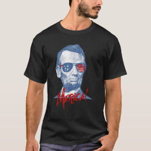Merica Lincoln 4th July Veterans or Memorial Day T-Shirt