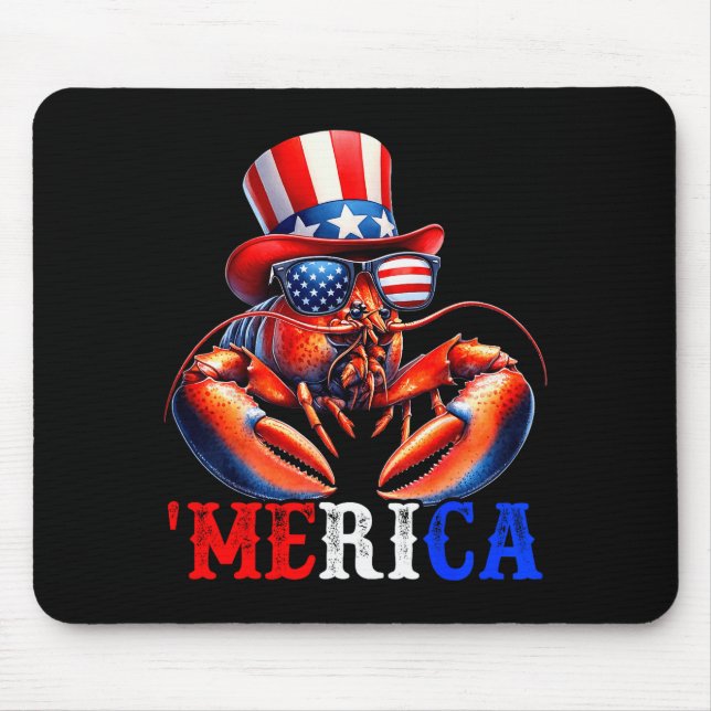 Merica Lobster Patriotic 4th Of July Funny Kids Me Mouse Mat (Front)